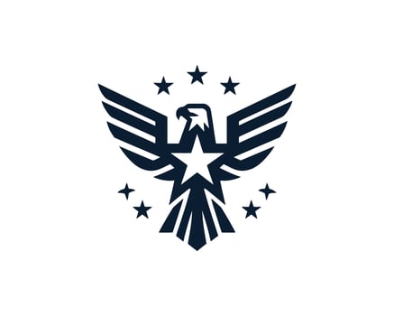 Patriotic eagle emblem graphic with star silhouette vector