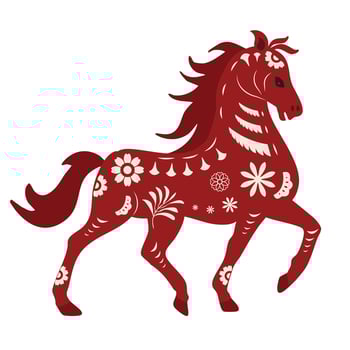Single horse Chinese new year 2026 celebration background.Year of the horse for square design vector