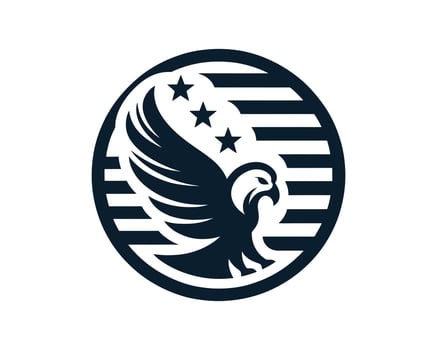 Patriotic eagle emblem with stars and stripes graphic vector