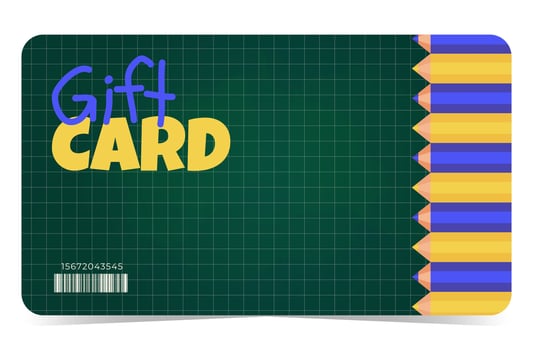 Colorful gift card design with pencils vector