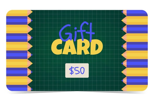 Colorful $50 gift card with pencils vector