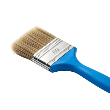 Paint brush with blue handle is isolated on transparent background png