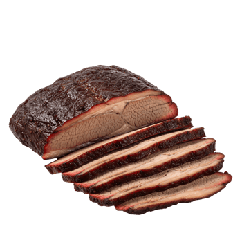 Sliced smoked beef brisket is isolated on transparent background png