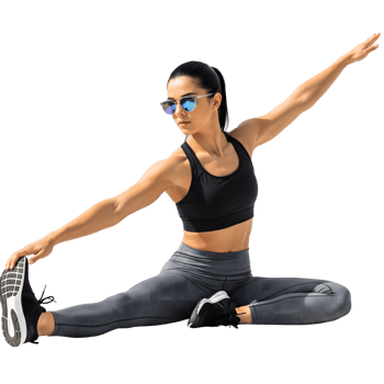 Woman in sportswear stretching isolated on transparent background png