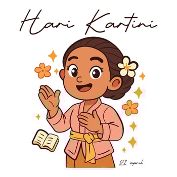Kartini Day Hari Kartini Traditional Woman Wearing Kemben and Batik Dress Icon vector