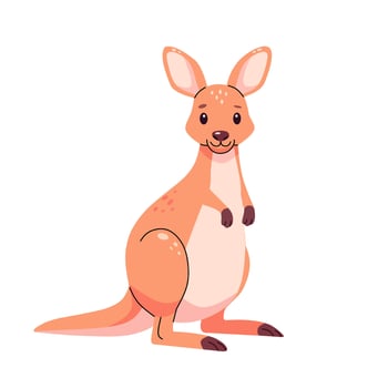Smiling cartoon kangaroo standing upright with a friendly look. Bright and colorful illustration great for childrens products, games, or wildlife stories vector