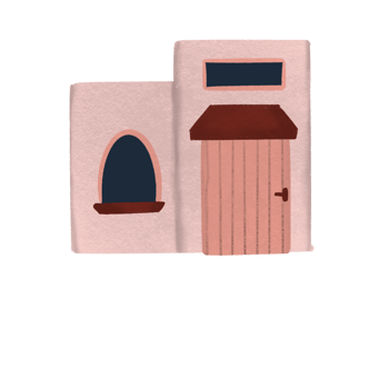 Cute Cartoon House with Door and Windows Illustration png