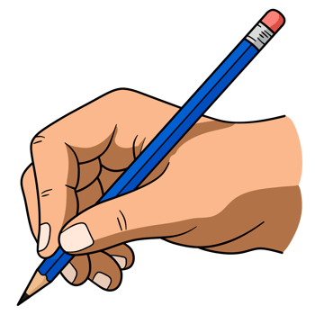 Illustration of Hand Writing with Pencil. Hand Holding a Blue Pencil png