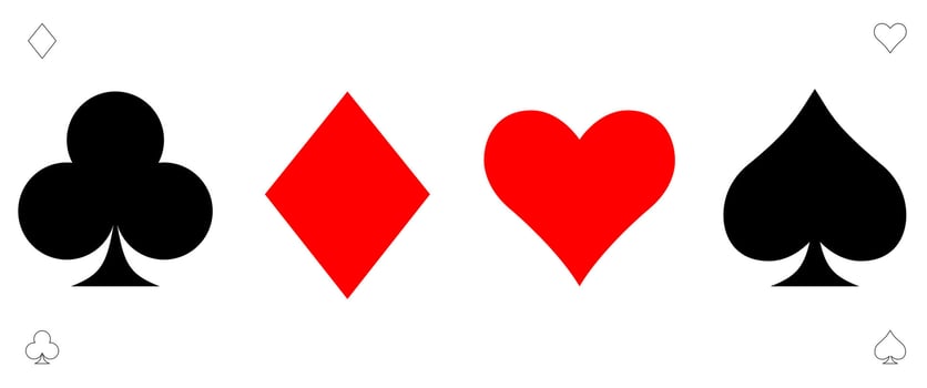 Card suit icons, clubs diamonds hearts spades icons, Casino Poker and gambling graphic elements, Outline icon, red, black vector