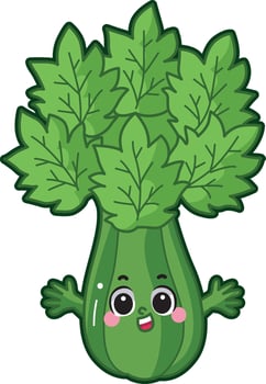 Easy vegetables drawing. Cute celery veggie herbs icon. vector