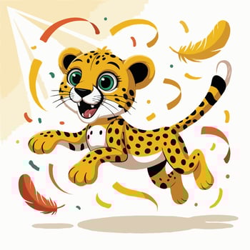 Leopard character design illustration happy gesture vector