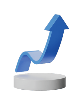 A blue arrow pointing upward on a pedestal png