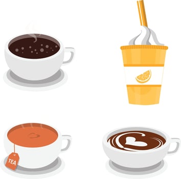 Illustration of various drinks including coffee and tea vector