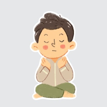 Boy meditating with closed eyes vector
