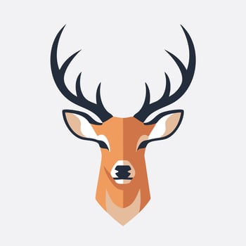 Geometric Deer Head Illustration With Antlers Modern Design Art vector
