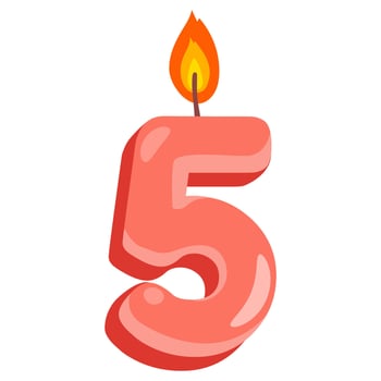 Birthday candle shaped like number five vector