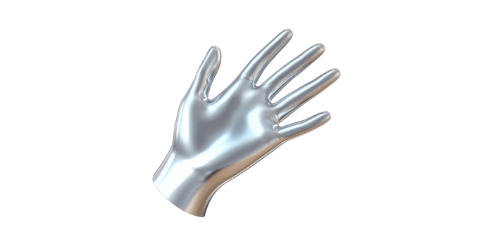Metallic Robotic Hand. Futuristic Technology And Artificial Intelligence Concept Isolated On Transparent Background png