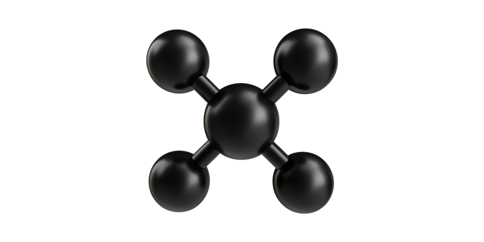 Black Methane Molecule Model. Chemistry And Molecular Structure Representation Isolated On Transparent Background png