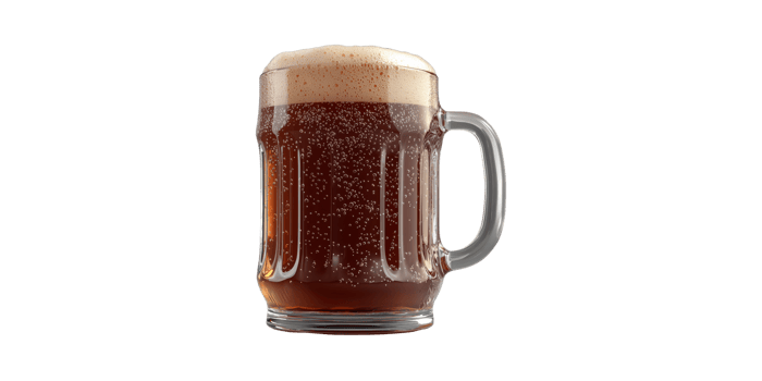 Frothy Dark Beer In Glass Mug. Refreshing Beverage And Brewing Tradition Isolated On Transparent Background png
