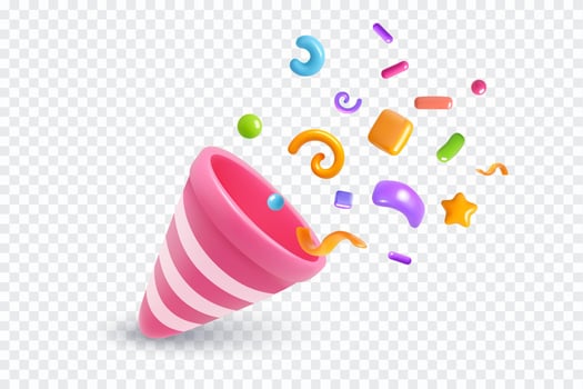 Colorful party hat with confetti decorations vector
