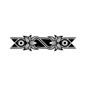 Geometric Floral Border, Vintage Style, Minimalist - Lineart vector