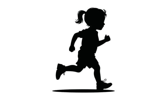 Children running joyfully together outdoors silhouette vector