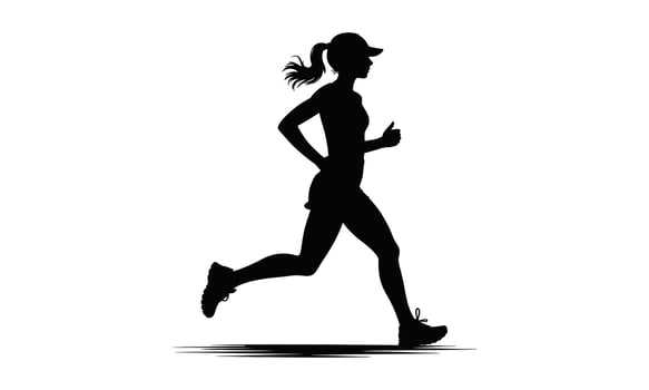 Athletic woman running fast motion silhouette design vector