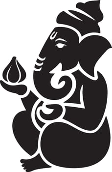 Lord Ganesha Silhouette Art Of Hindu God Ganesh Icon. Religious Symbol for Wisdom, Prosperity, Success, and Remover of Obstacles. vector