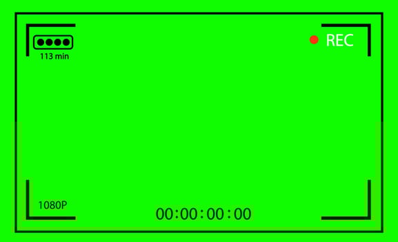 Chroma key modern digital camera focusing screen isolated on green background vector