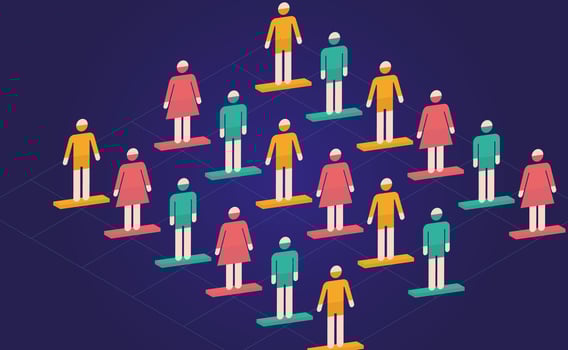 isometric People stand on the yellow line in market to keeping Social distancing. Isometric Background Illustration vector
