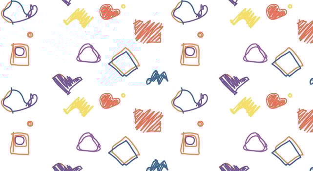 A colorful pattern with hearts and other shapes vector
