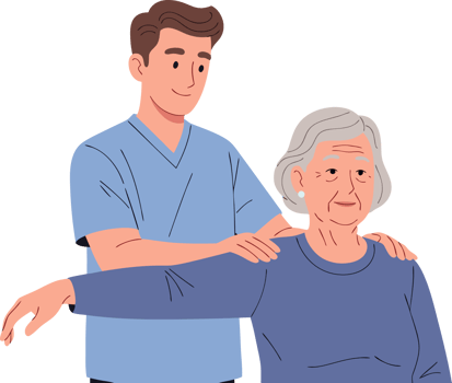 Caregiver Assisting Senior Woman with Gentle Support in a Compassionate Environment png