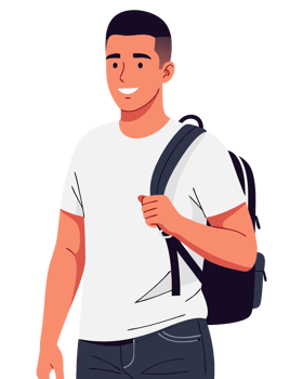 Happy Student with Backpack Ready for Learning and Educational Adventure in School or College Setting png
