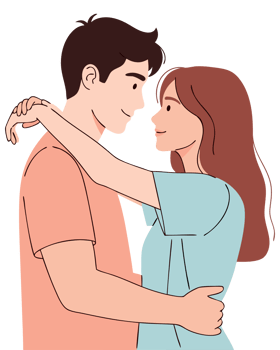 Happy Couple Embracing in a Romantic Setting, Showcasing Affection and Togetherness with Warm Smiles and Gentle Touches png