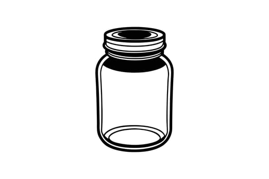 Simple Empty Mason Jar Illustration with Lid Ideal for Canning and Storage Black and White Graphic Design Element Silhouette clean minimalist black white silhouette vector