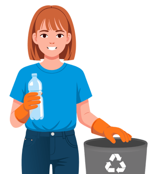Young Woman Actively Participating in Plastic Bottle Recycling for Enhanced Sustainability and Waste Management Efforts png