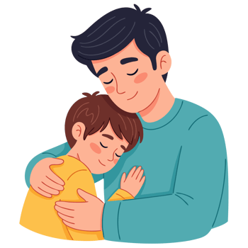 Emotional Bond Between Father and Son Embracing in a Loving Moment, Expressing Warmth and Support in Family Relationships png