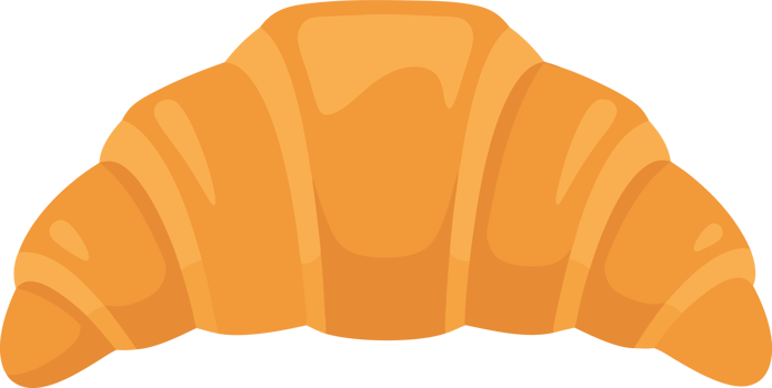 Golden Croissant Illustration Perfect for Breakfast or Baked Goods Themes, Ideal for Food-Related Projects and Culinary Use png
