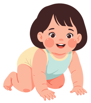 Happy Baby Crawling on Hands and Knees, Exploring New Surroundings, Joyful Childhood Development and Growth in Early Years png