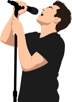 Dynamic Male Singer Performing on Stage at a Concert with Passionate Vocal Expression in the Spotlight of Entertainment Sector png