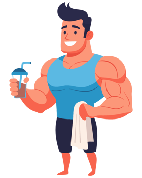 Fit Man Holding Protein Shake and Towel After Workout Embracing a Healthy Lifestyle with Strong Muscles and Motivating Energy png