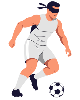Blind Soccer Player in Adaptive Sport Demonstrating Determination and Inclusion for Athletes with Visual Impairments Engaging in Competitive Play png