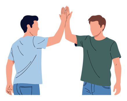 Two Men Celebrating Teamwork with High Fives in a Joyful Expression of Success and Collaboration During Their Achievement Moment png