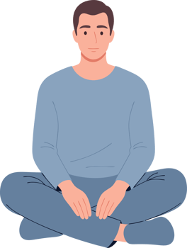 Man Sitting Cross-Legged in Relaxation for Meditation, Contemplation, and Calmness in a Serene Setting png
