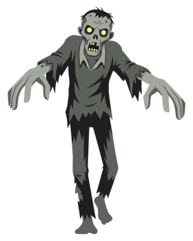 Creepy Zombie Character in Tattered Clothing with Eerie Glow Eyes Perfect for Halloween Themes and Horror Spectacles png