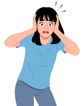 Stress and Anxiety Representation Worried Woman Biting Nails, Expressing Concern for Mental Health and Well-being in Illustrative Format png