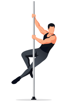 Athletic Man Displaying Strength and Flexibility in Pole Dance Workout Routine for Fitness Enthusiasts png