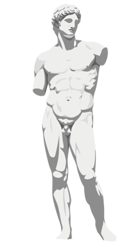 Classical Male Sculpture of Ancient Mythology Representing Ideal Beauty in Art History png