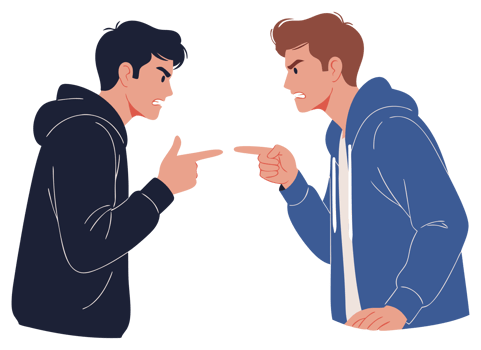 Two Angry Men Engaged in a Heated Argument Illustrating Disagreement and Conflict in a Conceptual Representation of Dispute png