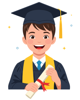 Joyful Young Boy Celebrating Graduation Milestone with Diploma and Cap, Expressing Happiness and Achievement in a Festive Atmosphere png